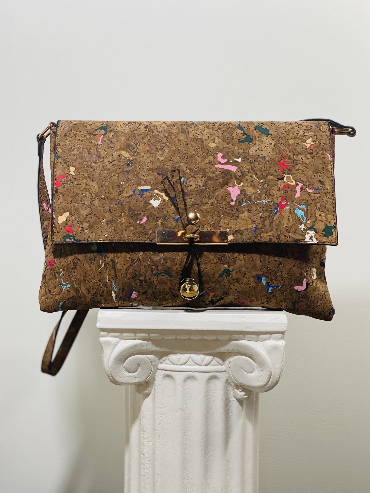 Brown Painted Cork Purse