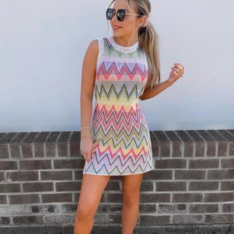 New Striped Clothes High Waist Dress