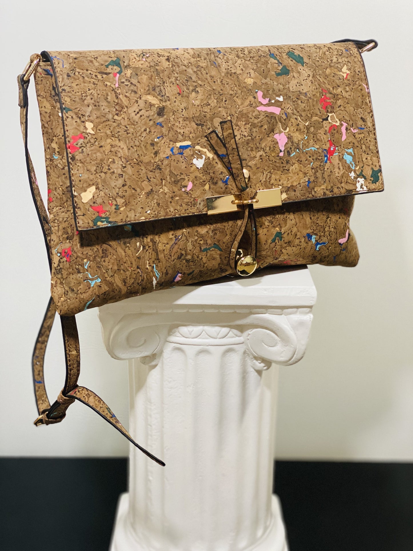 Brown Painted Cork Purse