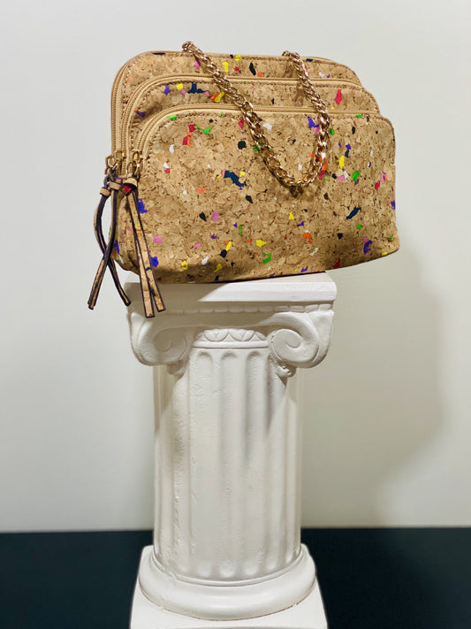 Tan Painted Cork Purse