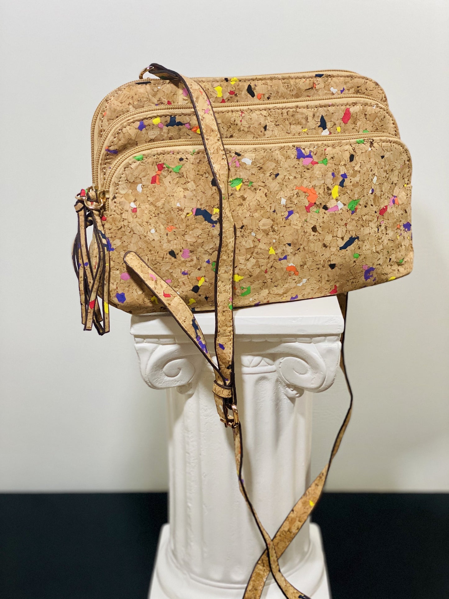 Tan Painted Cork Purse