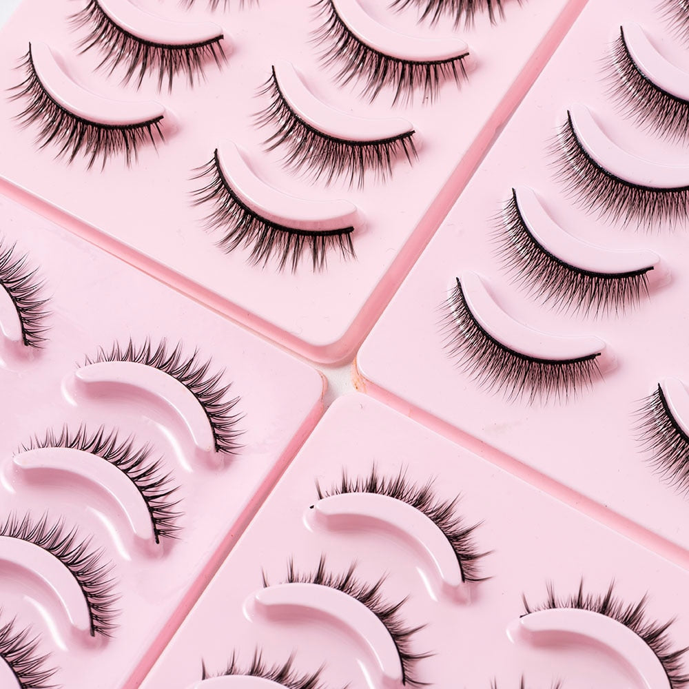 Women 5 Pairs Soft Cross Eye Natural Lashes
