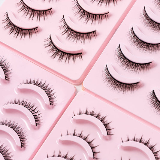 Women 5 Pairs Soft Cross Eye Natural Lashes
