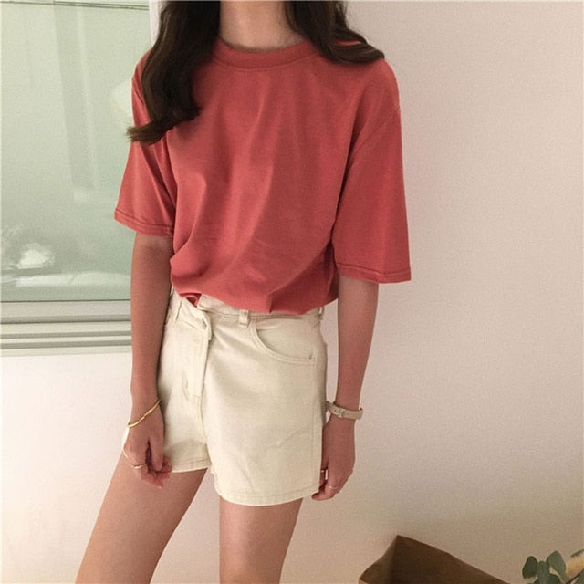 15 Solid Color Cotton T shirt