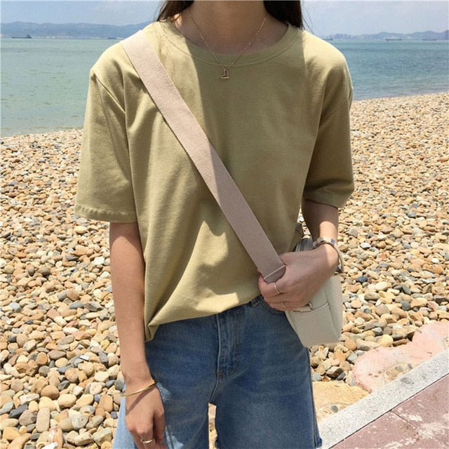 15 Solid Color Cotton T shirt