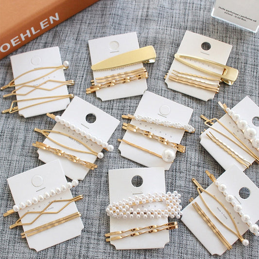 3Pcs/Set Pearl Metal Hair Clip Hairband