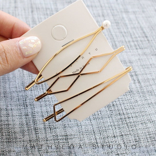 3Pcs/Set Pearl Metal Hair Clip Hairband