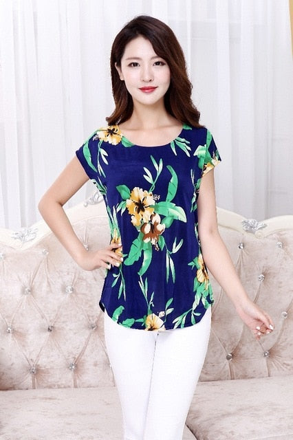 5XL Women Summer Tops Tees Short T Shirt