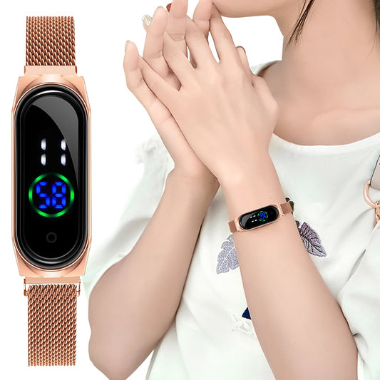 Rose Gold Women Touch Screen LED Watches