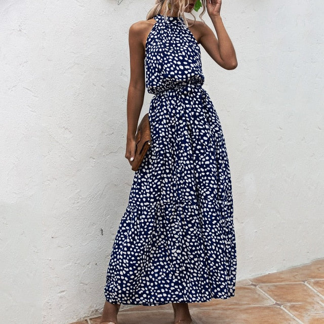 Women Summer Long Polka Dot Dress