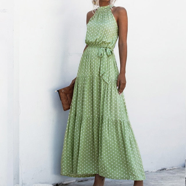 Women Summer Long Polka Dot Dress