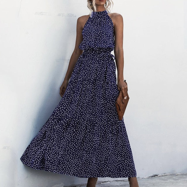 Women Summer Long Polka Dot Dress
