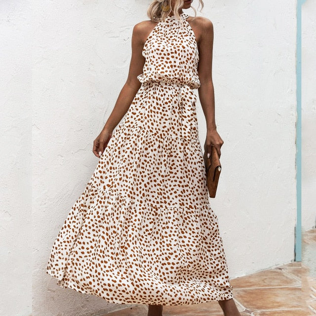 Women Summer Long Polka Dot Dress