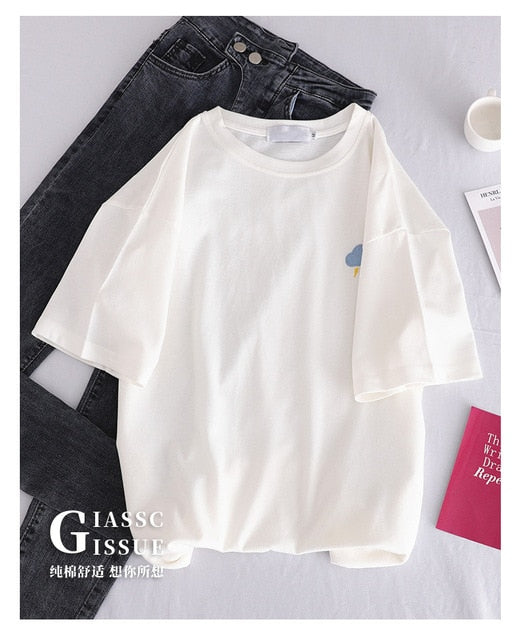Fashion Cartton Print Casual Women T-Shirt