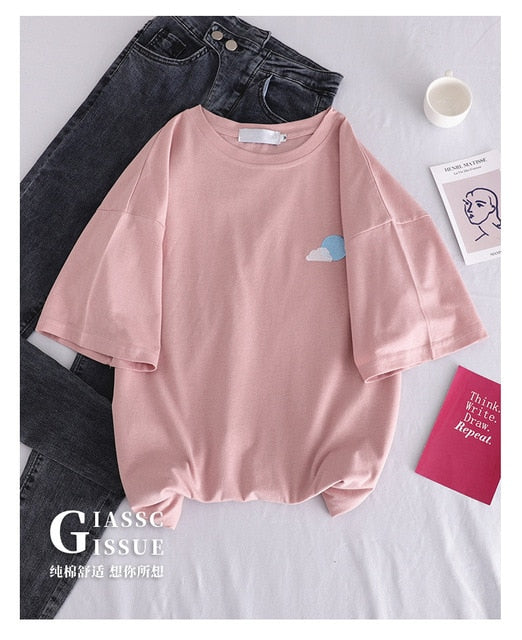 Fashion Cartton Print Casual Women T-Shirt