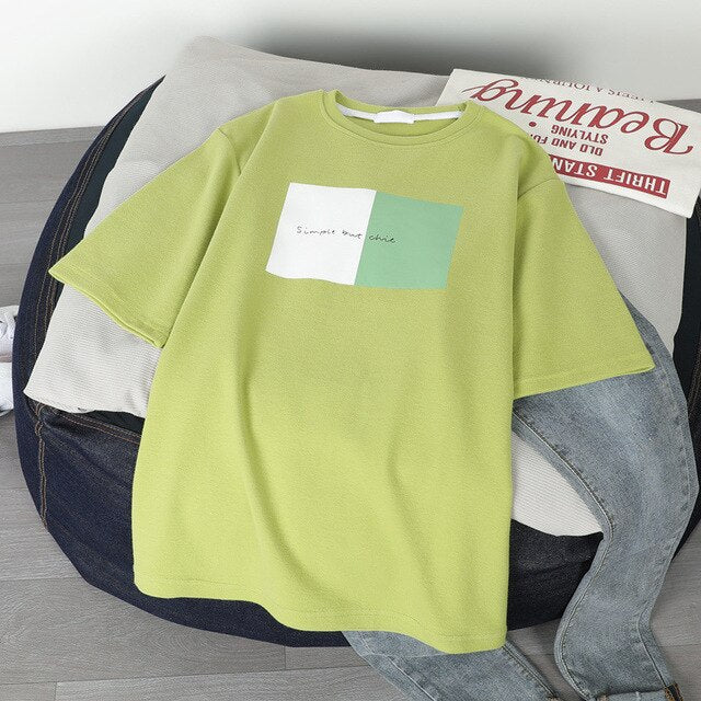 Fashion Cartton Print Casual Women T-Shirt