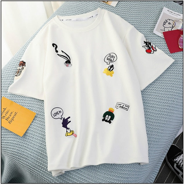 Fashion Cartton Print Casual Women T-Shirt