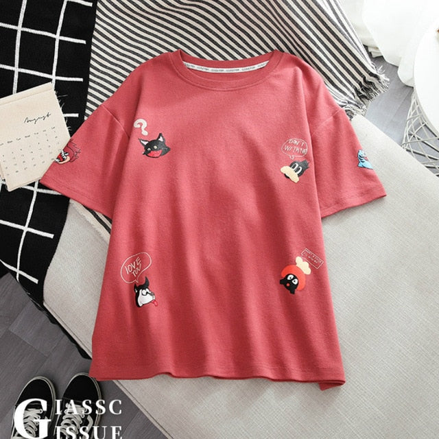 Fashion Cartton Print Casual Women T-Shirt